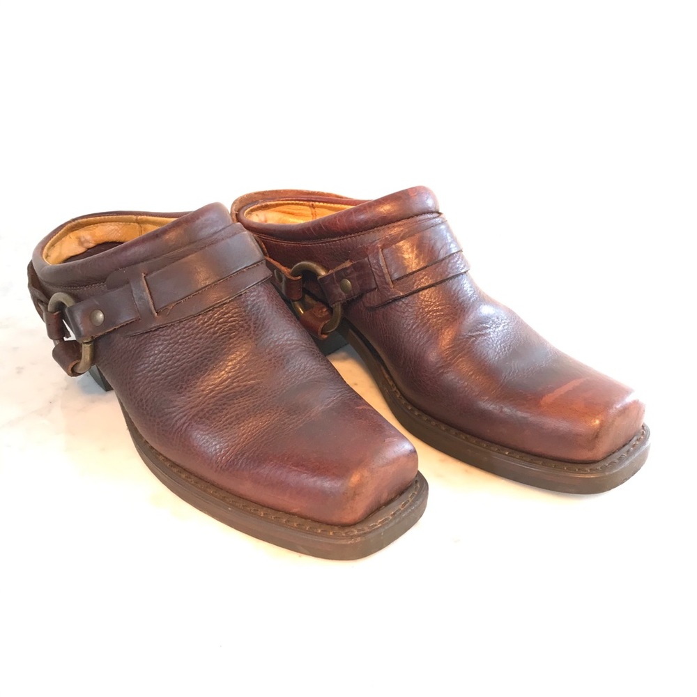 Frye harnes mules